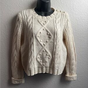 Juicy Couture Cable Knit Sweater Women’s Size S Beige Wool Blend